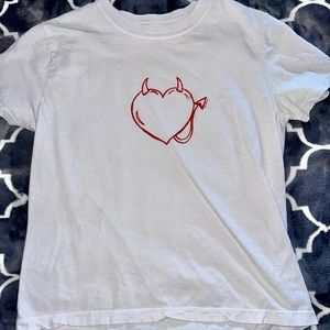 Brandy Melville rare white devil heart tee.